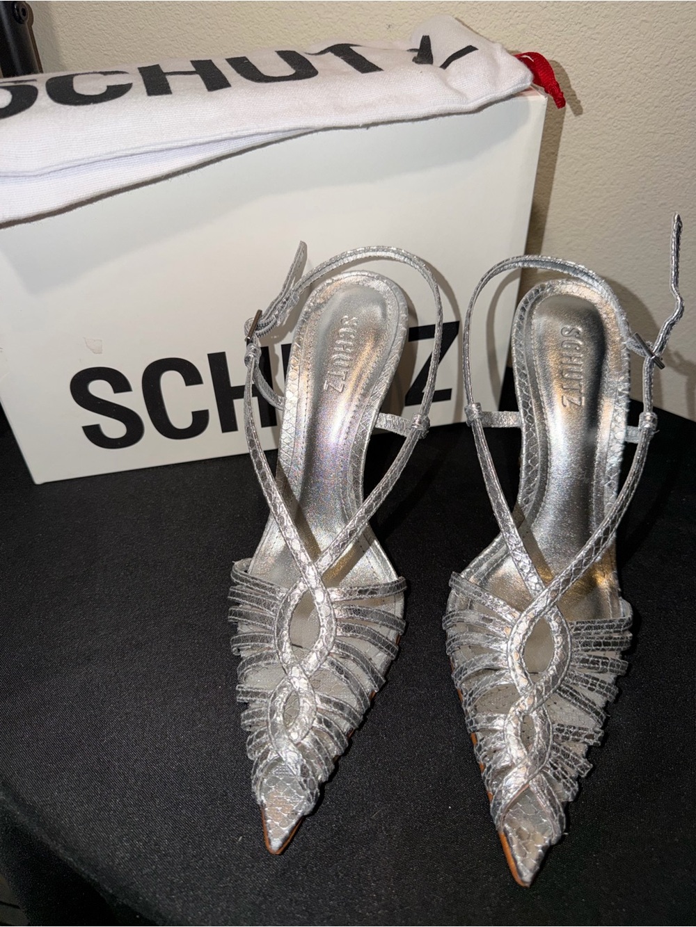 SCHUTZ ❤️🔥 “Seraphine” Leather Pointed Slingback Heels